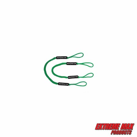 EXTREME MAX Extreme Max 3006.2738 BoatTector Bungee Dock Line Value 2-Pack - 4', Green 3006.2738